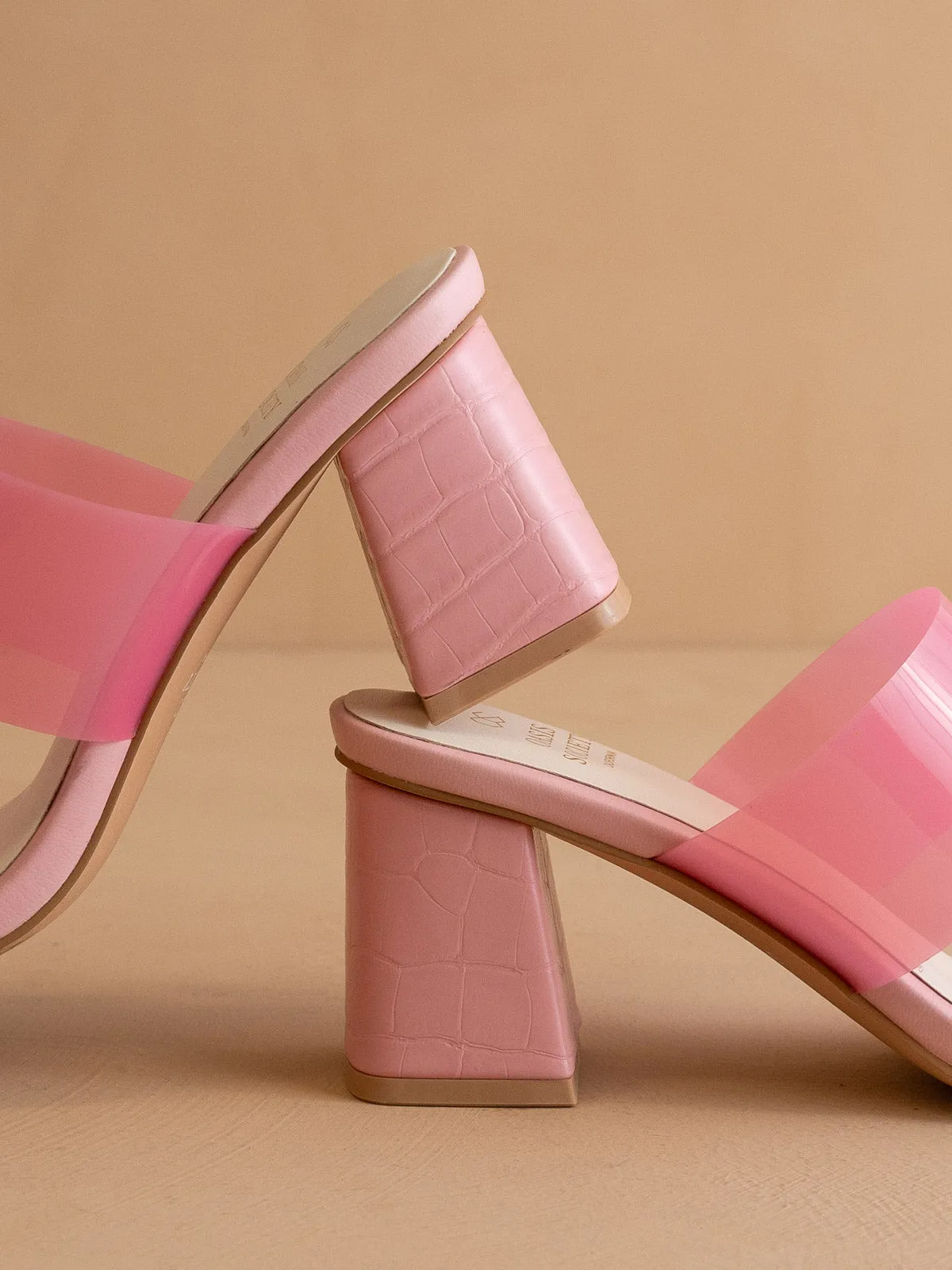 The Bagan | Pink Transparent Sandal Heel *FINAL SALE* sold by Oasis Society product image thumbnail 3