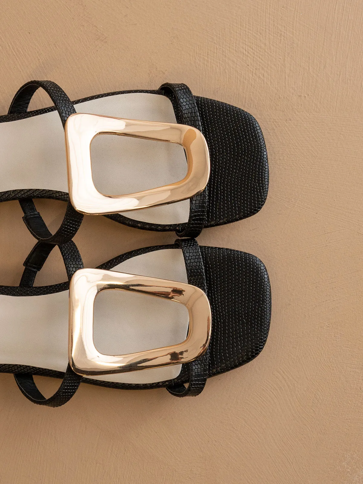 The Amiyah | Black Statement Buckle Sandal *FINAL SALE* sold by Oasis Society product image thumbnail 2