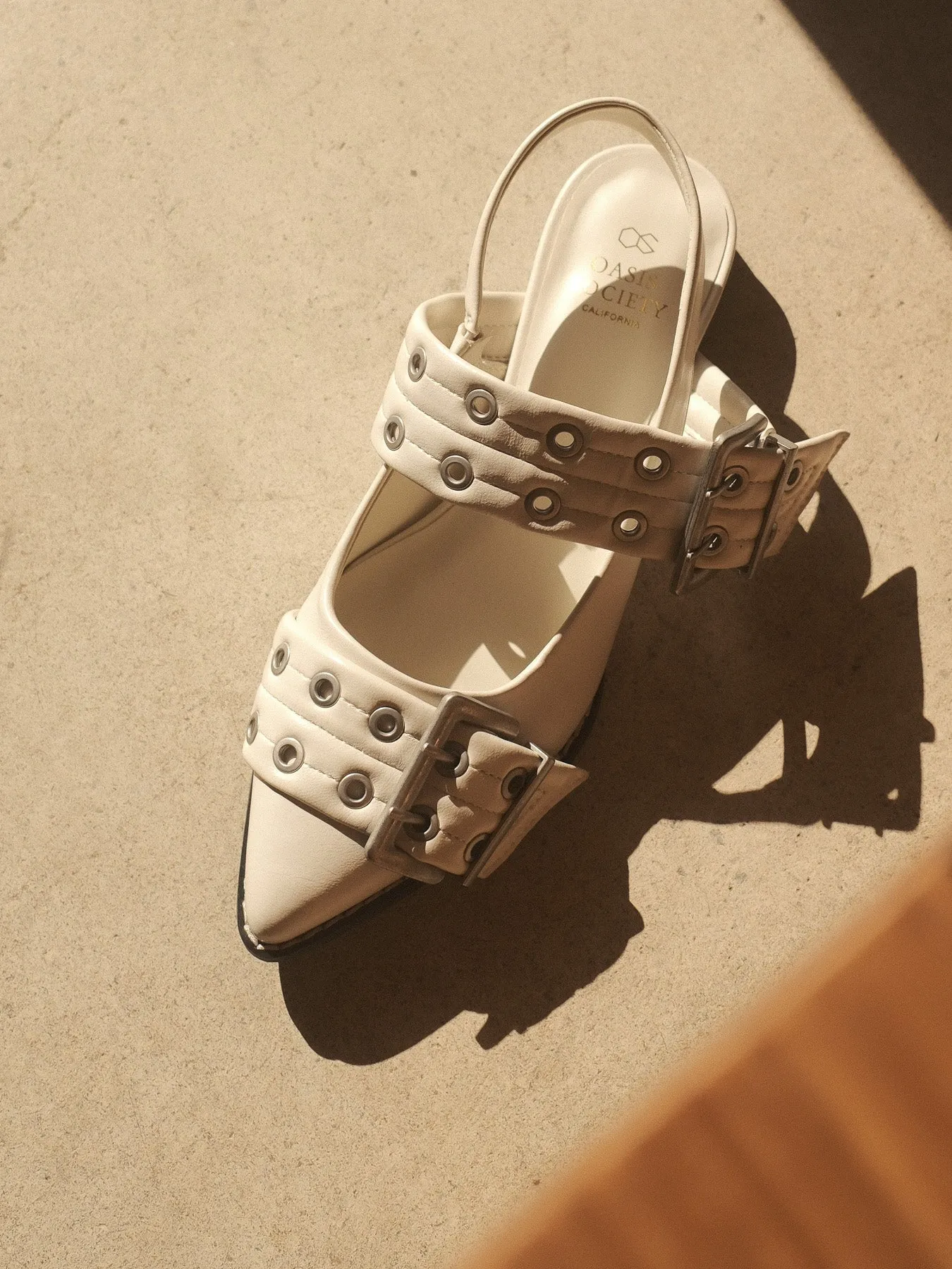 The Harlow | White Double Buckle Pointed Ballet Flat *FINAL SALE* sold by Oasis Society product image thumbnail 4