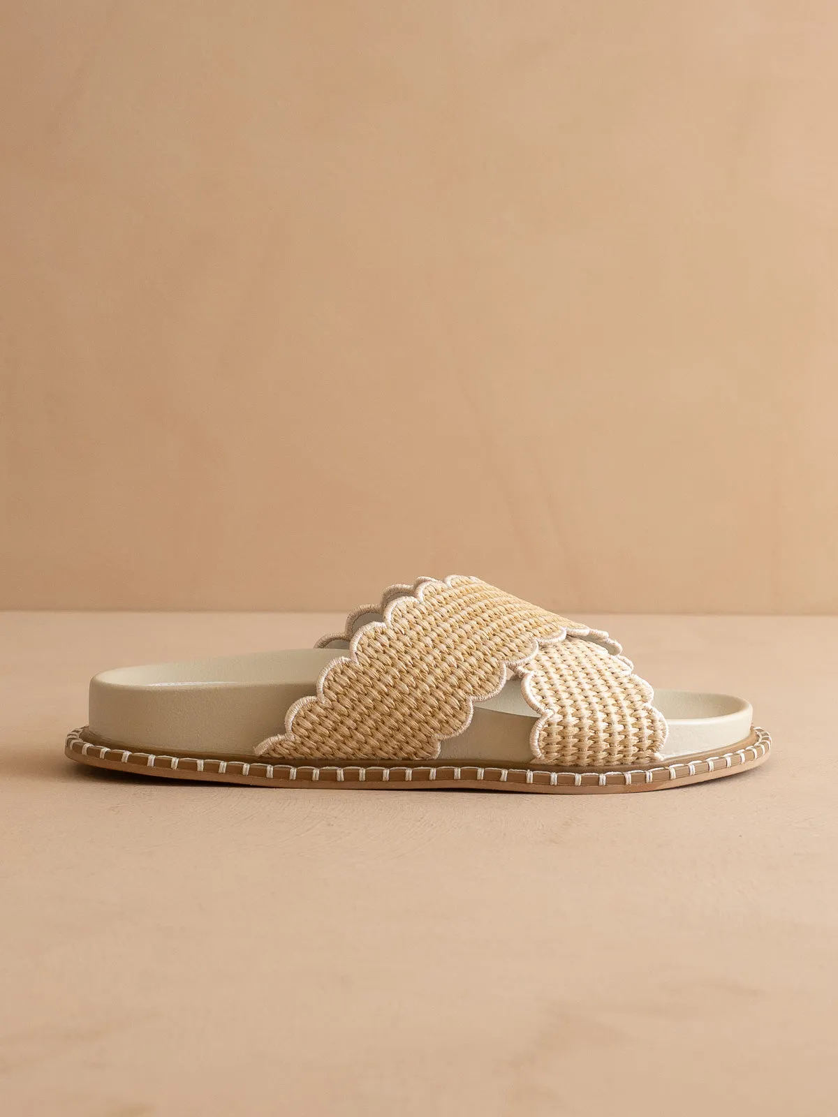 The Fabby | Beige Raffia Vacation Slide Sandal sold by Oasis Society product image thumbnail 3