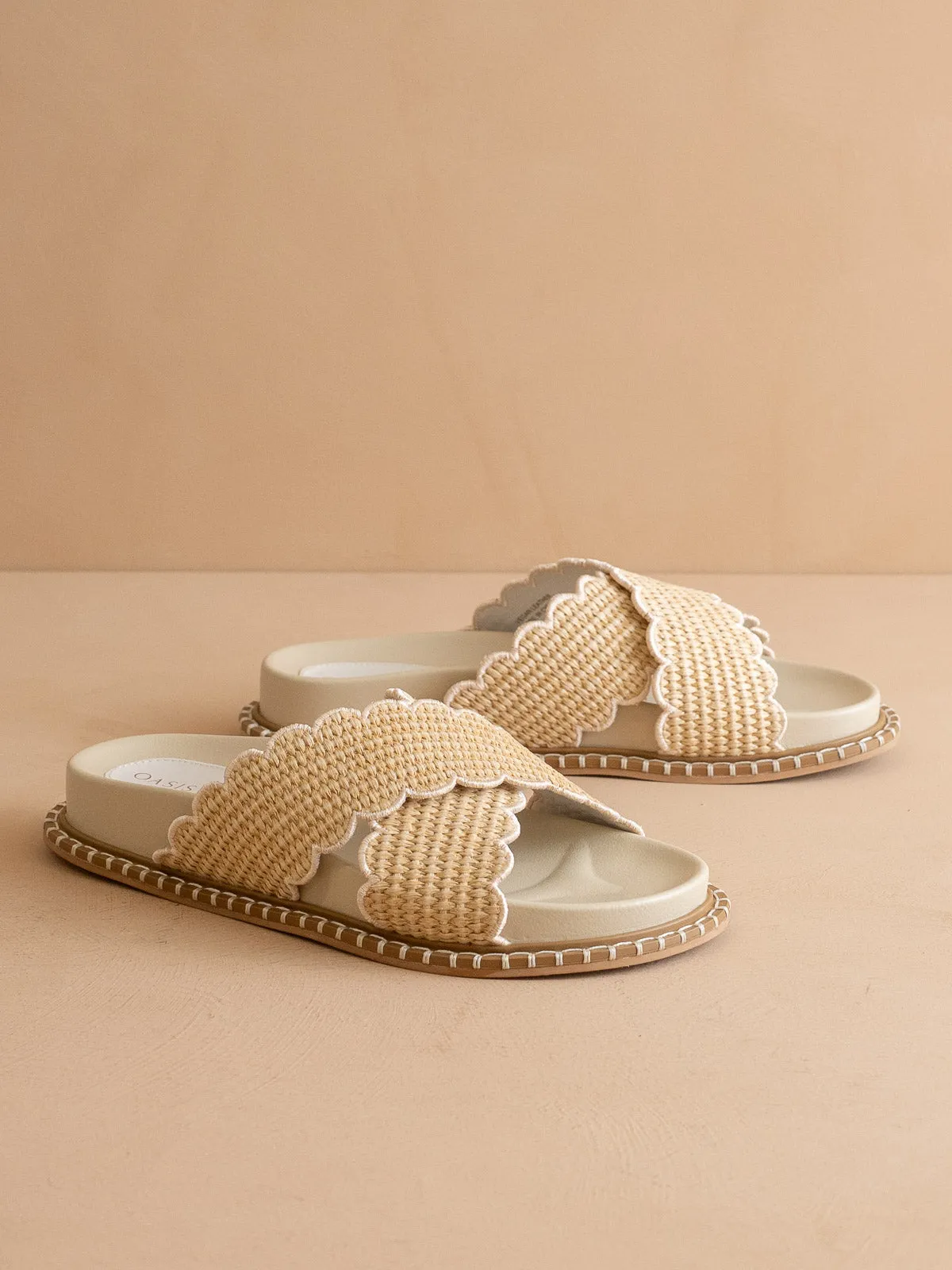 The Fabby | Beige Raffia Vacation Slide Sandal sold by Oasis Society product image thumbnail 2