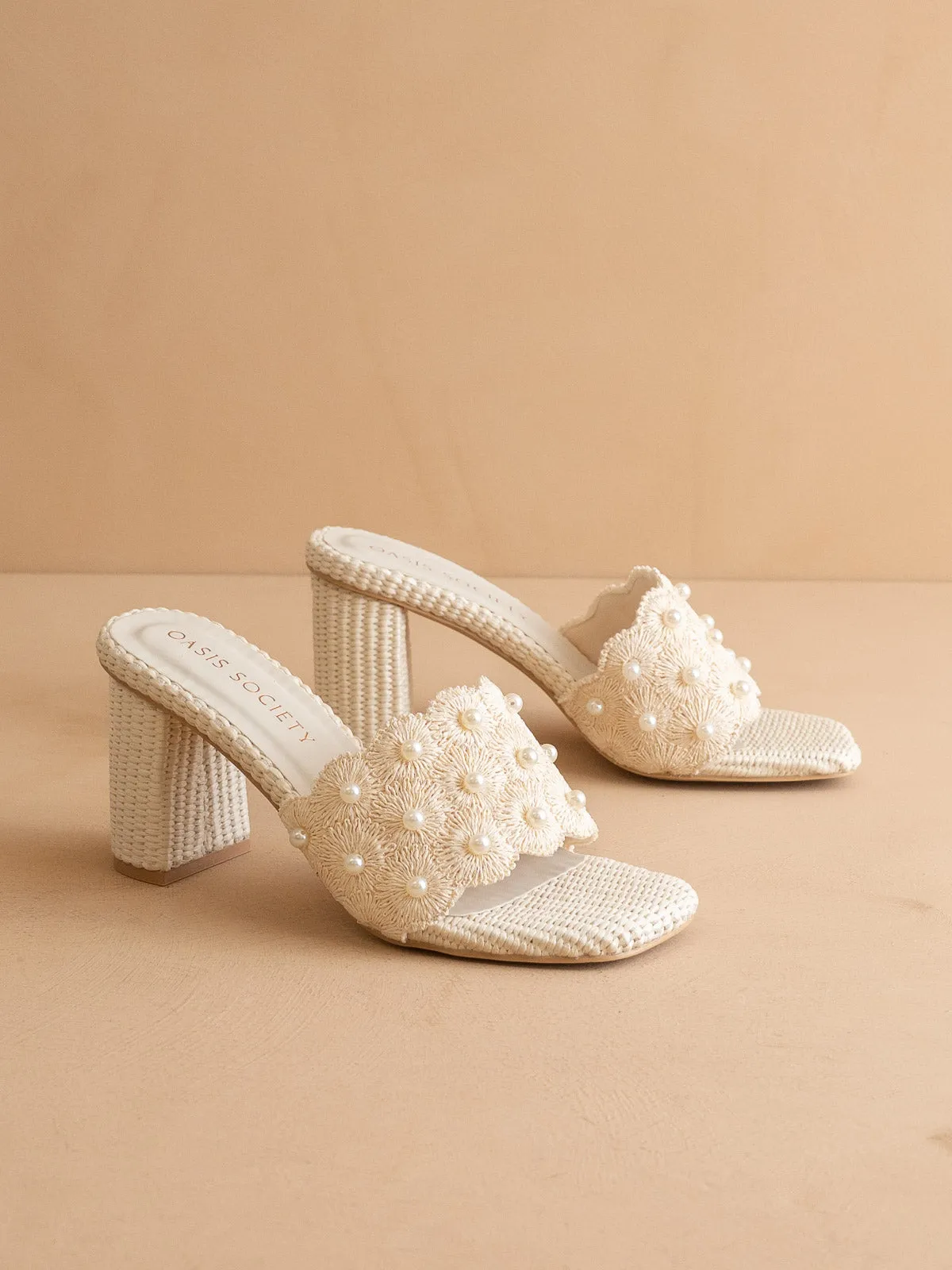 The Holland | Ivory Pearl Raffia Block Heel Mule sold by Oasis Society product image thumbnail 4