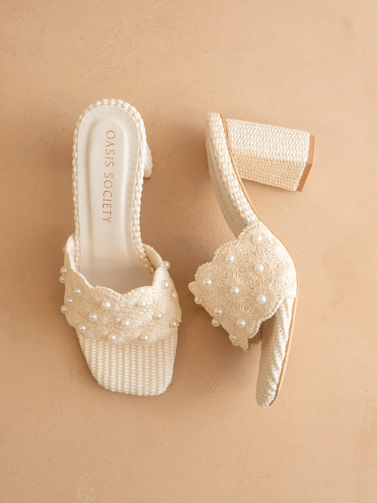 The Holland | Ivory Pearl Raffia Block Heel Mule sold by Oasis Society product image thumbnail 2