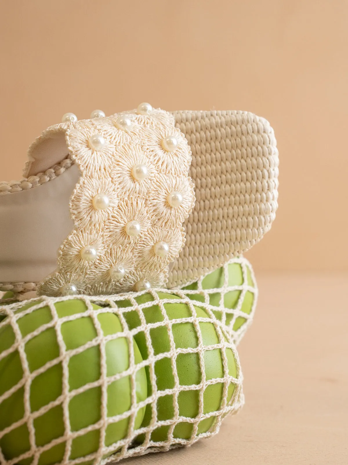 The Holland | Ivory Pearl Raffia Block Heel Mule sold by Oasis Society product image thumbnail 3