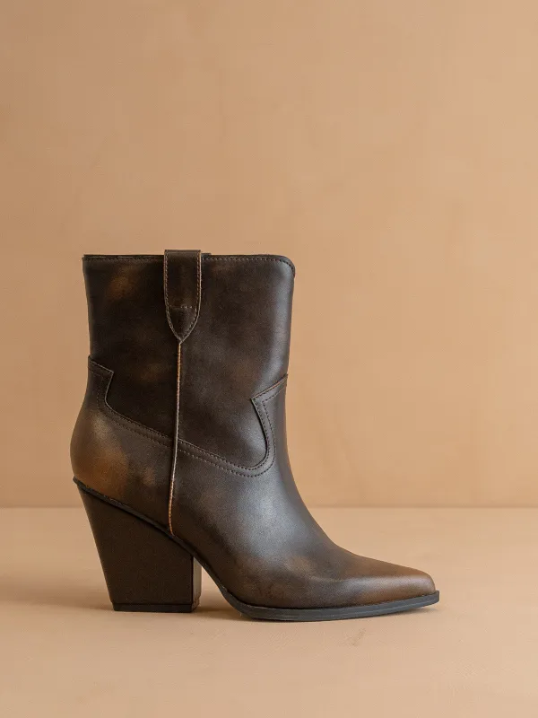 The Brooks | Coffee Two Toned Western Bootie *FINAL SALE* sold by Oasis Society