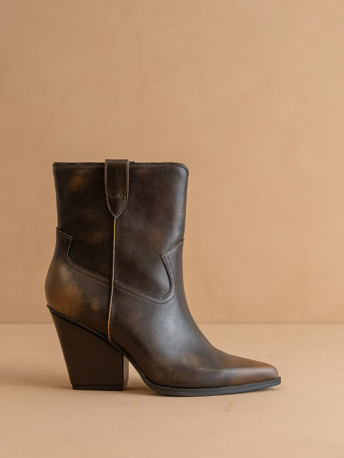 The Brooks | Coffee Two Toned Western Bootie *FINAL SALE* sold by Oasis Society