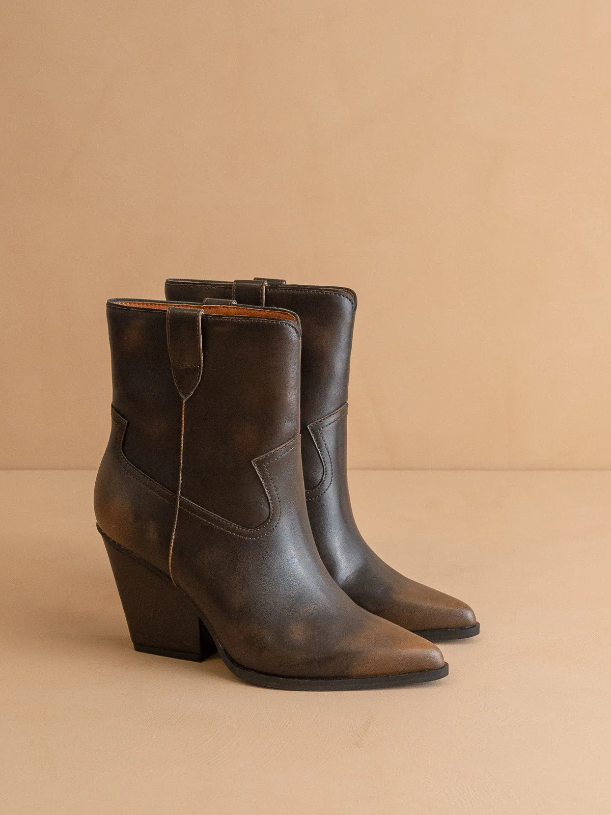 The Brooks | Coffee Two Toned Western Bootie *FINAL SALE* sold by Oasis Society product image thumbnail 3