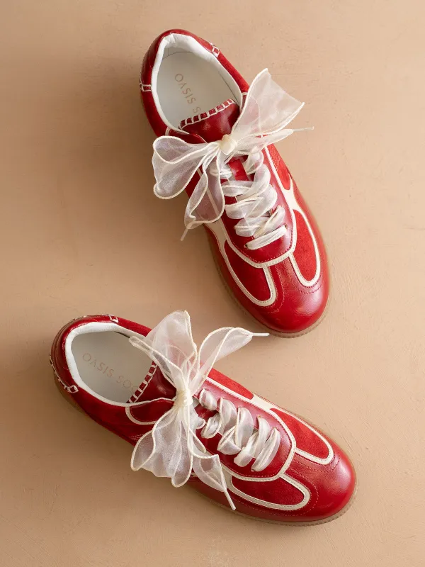 The Dalia | Cherry Red Lace Up Sneaker made by Oasis Society