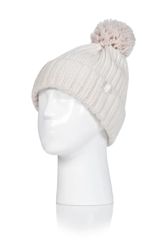 Women's 2x2 Rib Roll Up Hat with Pom sold by Sock Buy