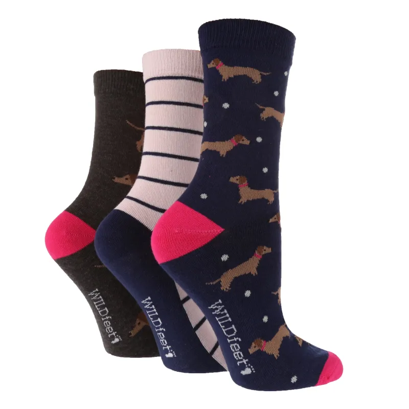 Women's Weiner Dog Crew Sock - 3 Pair Pack sold by Sock Buy