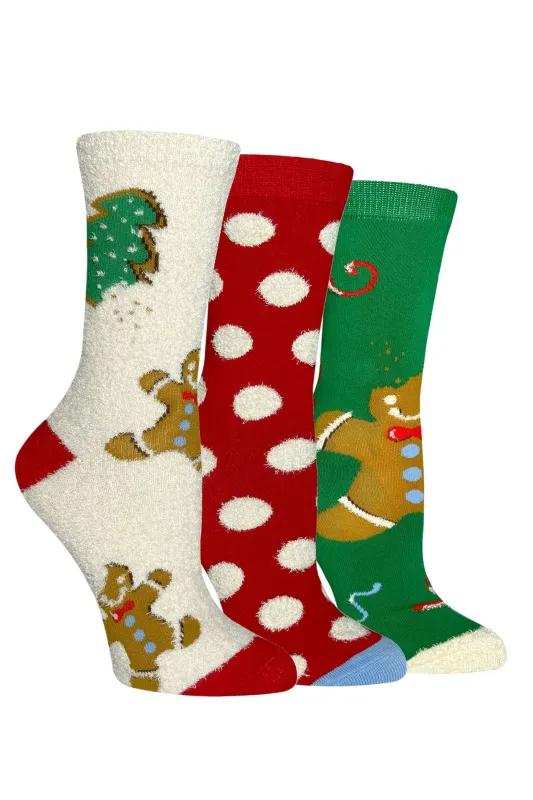 Women's Gingerbread Cookie Crew Socks - 3 Pair Pack sold by Sock Buy