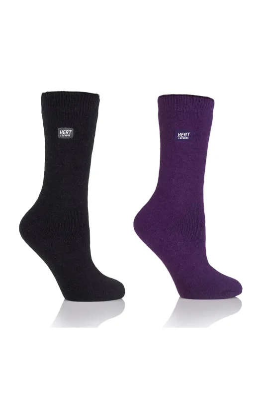Women's WARMER Mid Weight Solid Color Crew Socks 2 pair pack sold by Sock Buy
