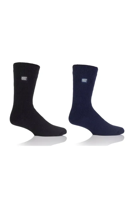 Men's WARMER Mid Weight Solid Color Crew Socks 2 pair pack sold by Sock Buy