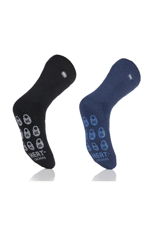 Men's Warmest Heavy Weight Solid Crew Slipper Socks 2 pair pack sold by Sock Buy