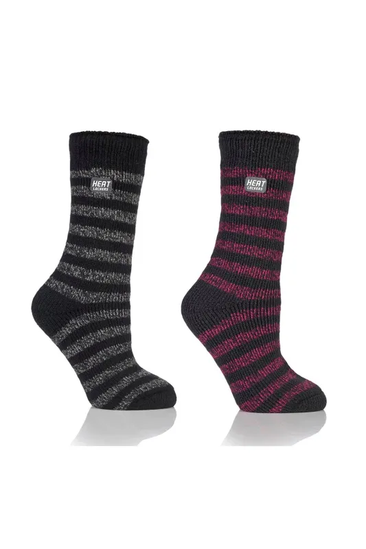 Women's Warmest Heavy Weight Twist Stripe Crew Socks 2 pair pack sold by Sock Buy
