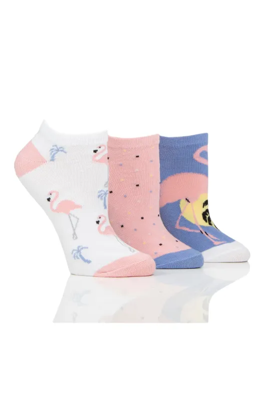 Women's Flamingo Trainer Liner Sock made by Sock Buy