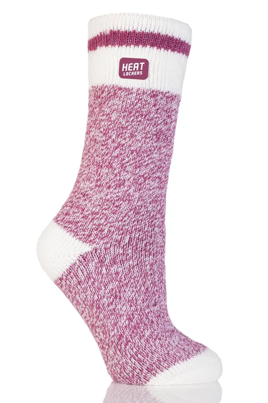 Women's WARMEST Heavy Weight Cream Block Twist Crew Sock sold by Sock Buy