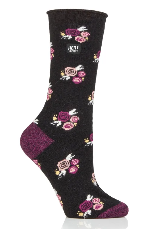 Women's WARM Light Weight Floral Crew Sock sold by Sock Buy