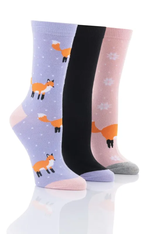 Ladies Fox Socks - 3 Pair Pack sold by Sock Buy