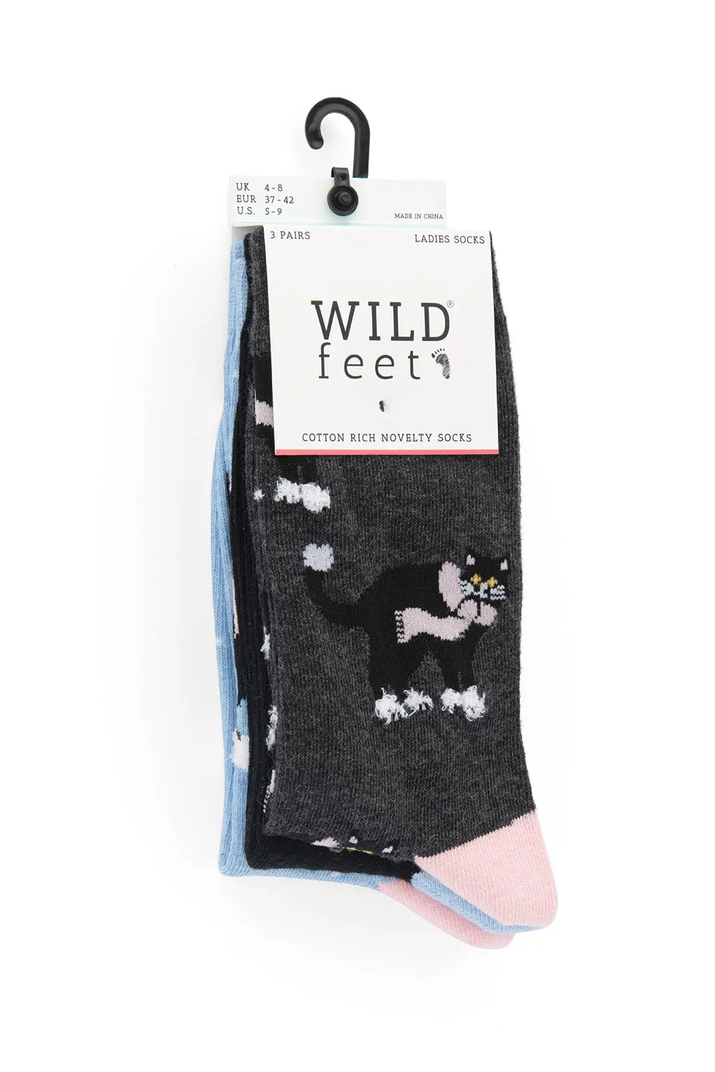 Ladies Black Cat Socks - 3 Pair Pack sold by Sock Buy product image thumbnail 2