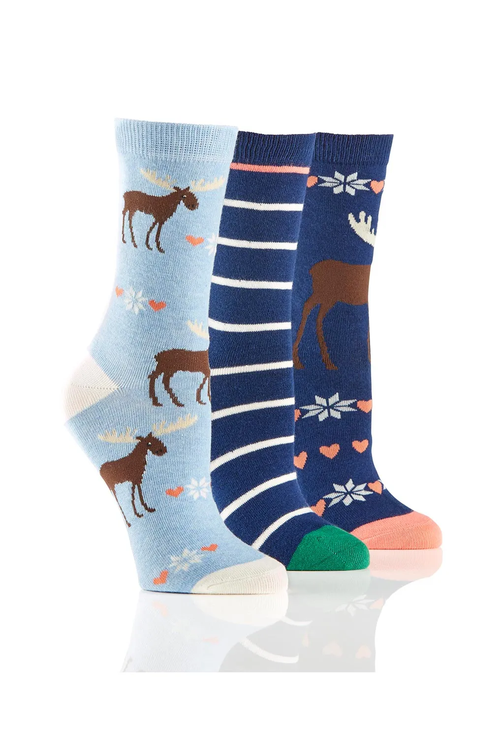 Ladies Moose Socks - 3 Pair Pack sold by Sock Buy