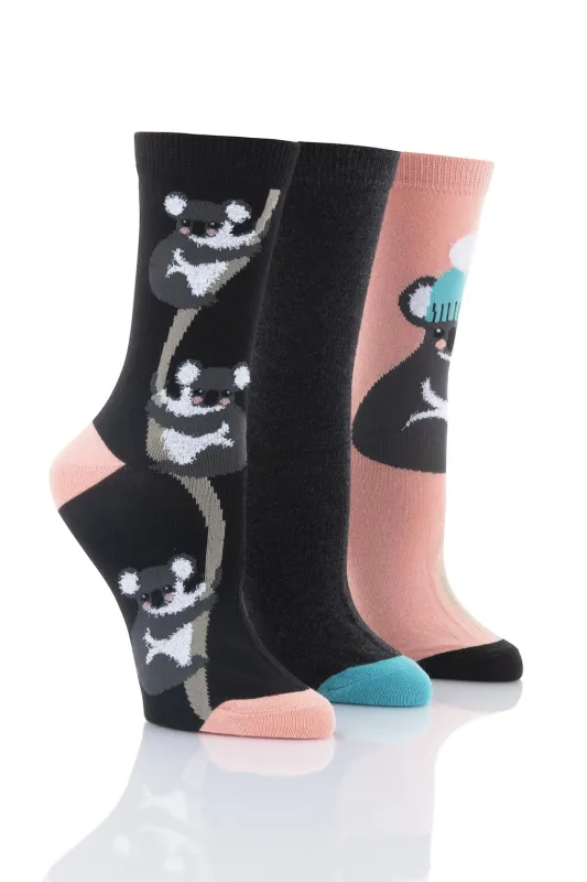 Ladies Koala Socks - 3 Pair Pack sold by Sock Buy