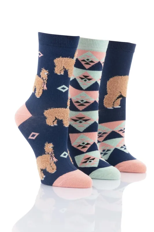 Ladies Fluffy Llama Socks - 3 Pair Pack sold by Sock Buy