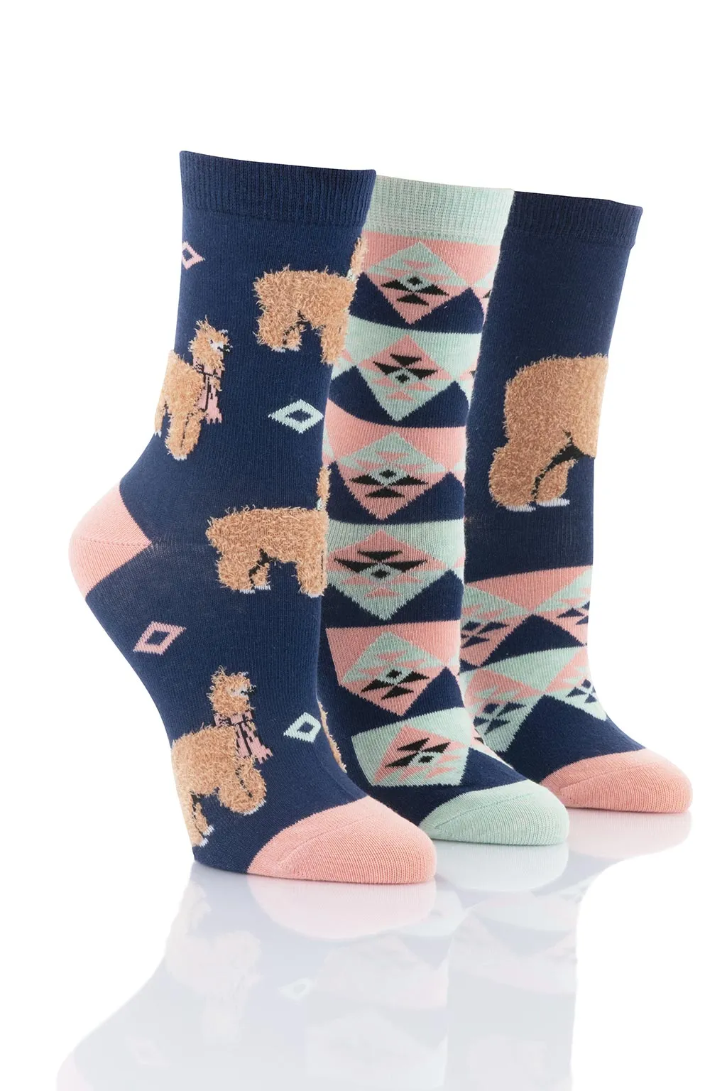 Ladies Fluffy Llama Socks - 3 Pair Pack sold by Sock Buy