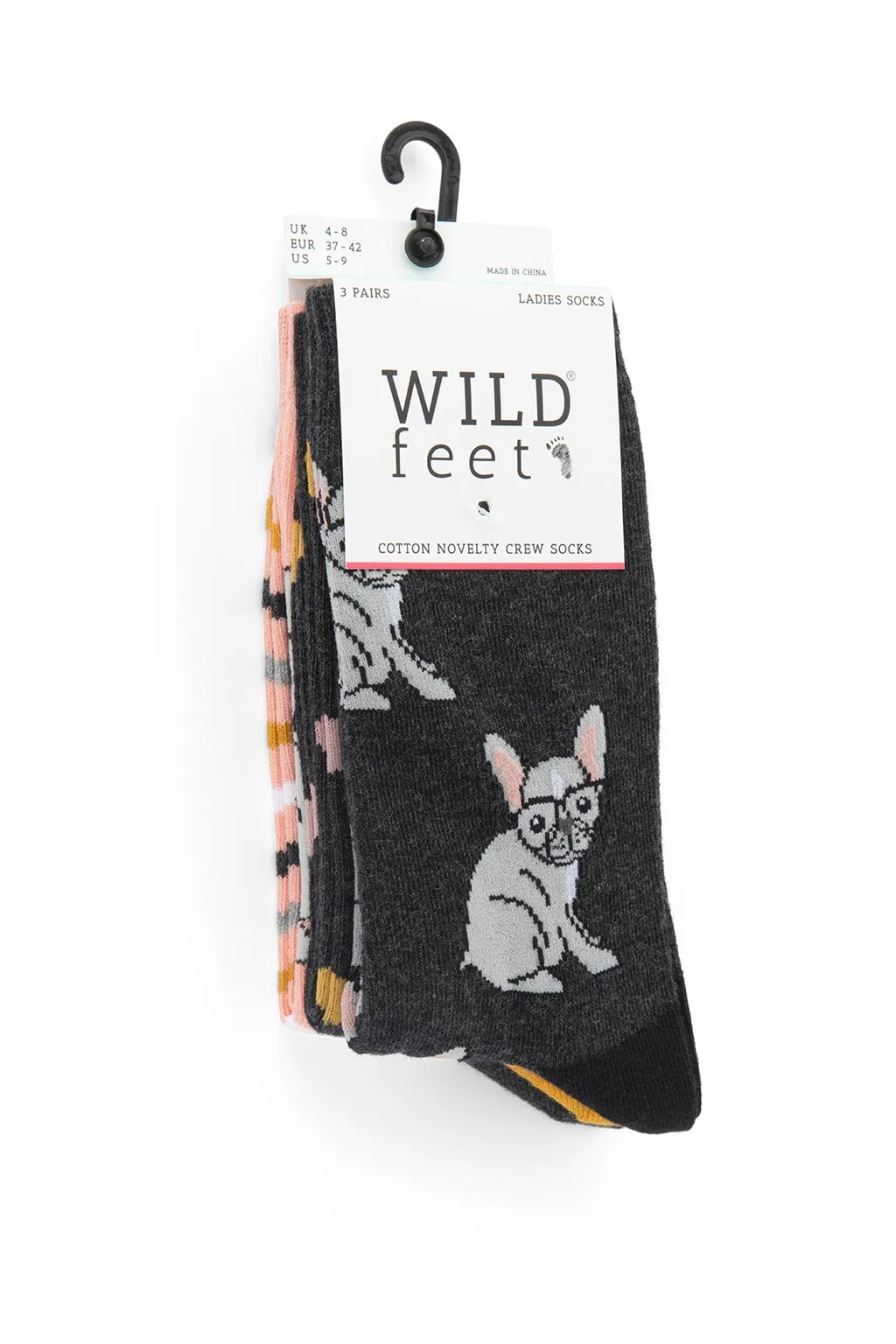 Ladies French Bulldog Socks - 3 Pair Pack sold by Sock Buy product image thumbnail 2