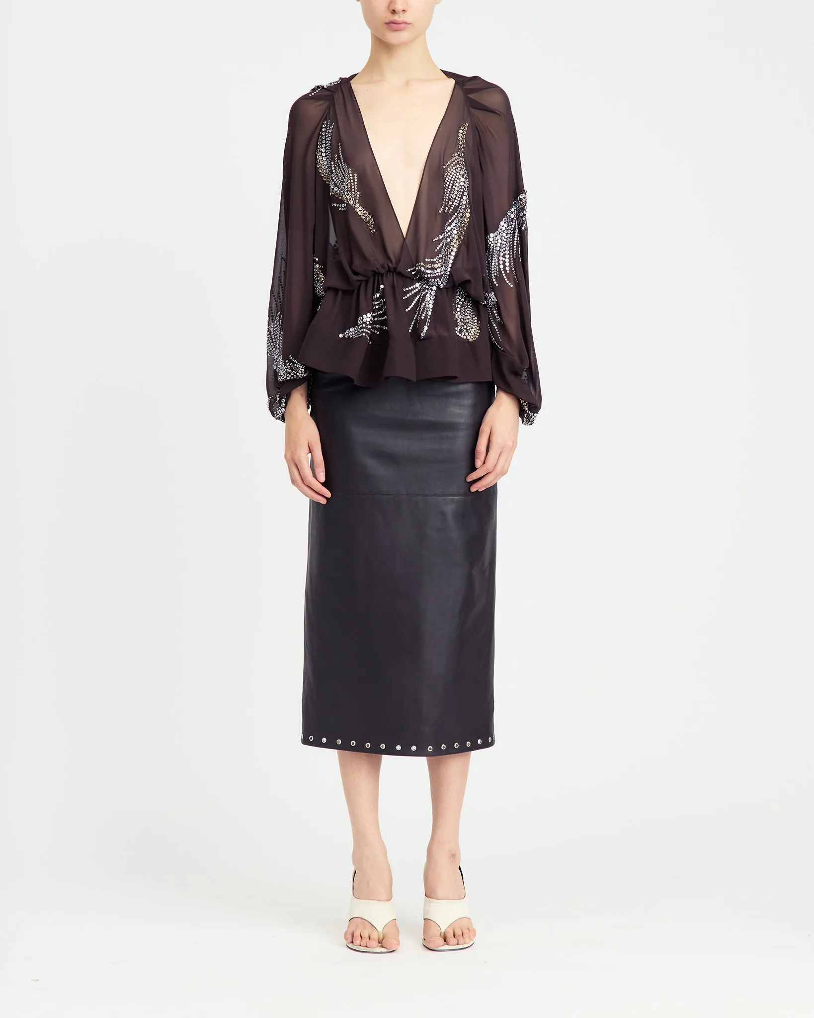 Lola Midi Skirt in Leather sold by 16ARLINGTON product image thumbnail 2