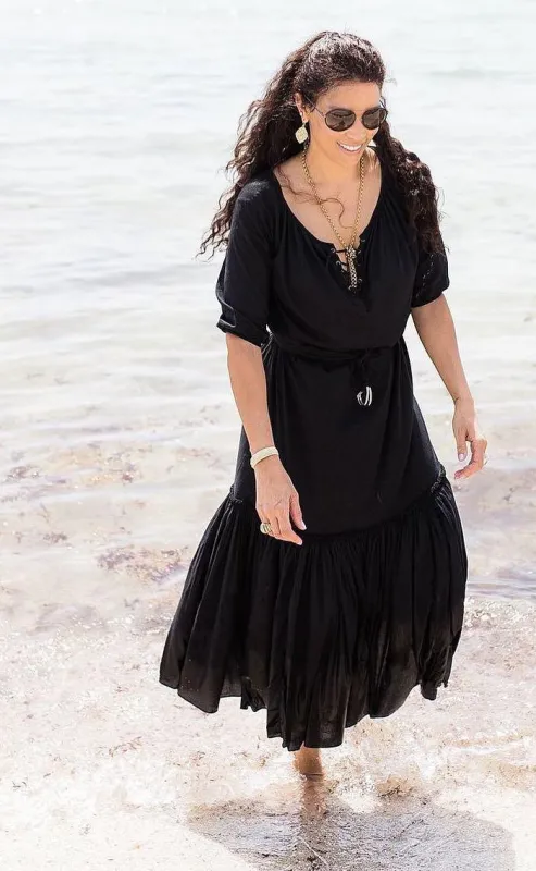 RESORT BEACH DRESS MODEL 8 LENA - BLACK sold by Room 502