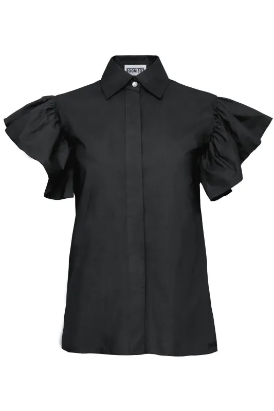 COUTURE RUFFLE BLOUSE - TINA - BLACK sold by Room 502