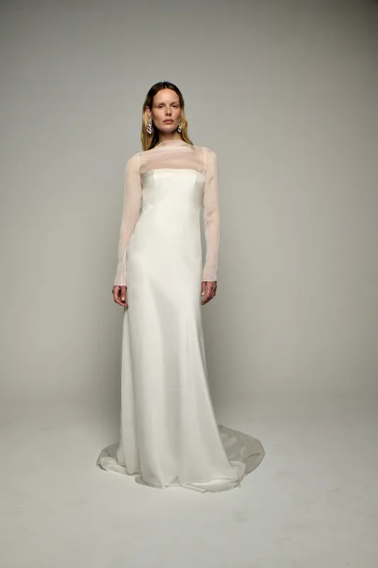 STYLE 154 // SILK CHIFFON OVERLAY WITH DRAPED NECK made by THE OWN STUDIO