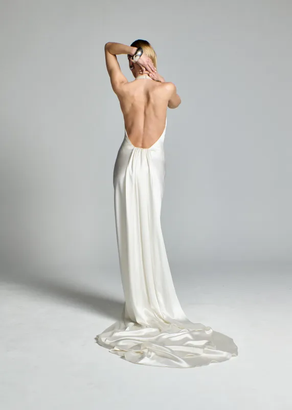 STYLE 051 // SILK SATIN DETACHABLE WATTEAU TRAIN made by THE OWN STUDIO