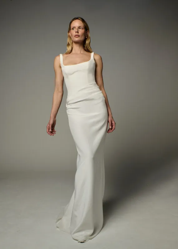 STYLE 146 // CORSETED SILK GOWN WITH DRAPED SKIRT DETAIL sold by THE OWN STUDIO