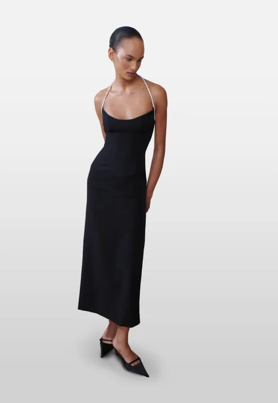 THE CURVE BETWEEN THE LINES DRESS IN BLACK sold by THE OWN STUDIO