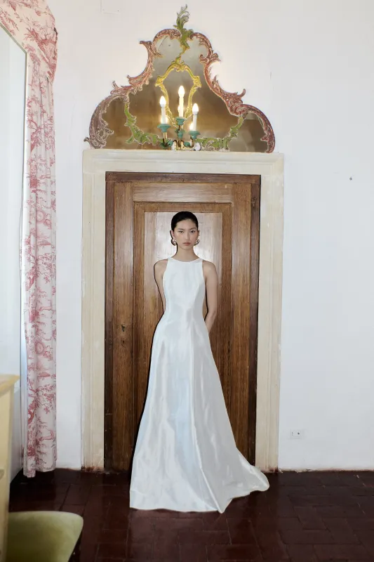 STYLE 079 // SILK TAFFETA BACKLESS RACER GOWN made by THE OWN STUDIO