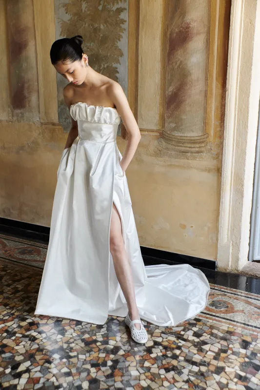 STYLE 139 // DUCHESSE SATIN GOWN WITH WRAP SKIRT sold by THE OWN STUDIO