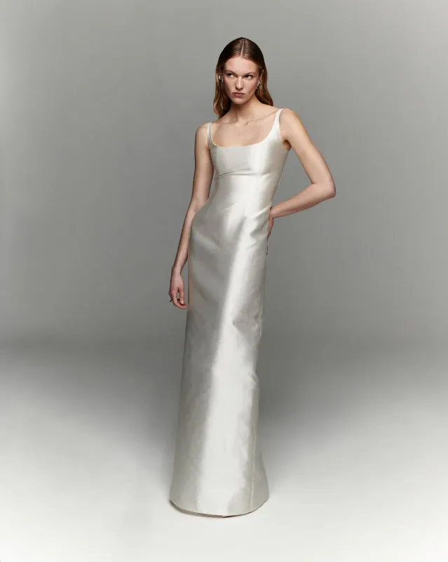 STYLE 110 // SQUARE NECK SILK MIKADO COLUMN GOWN made by THE OWN STUDIO