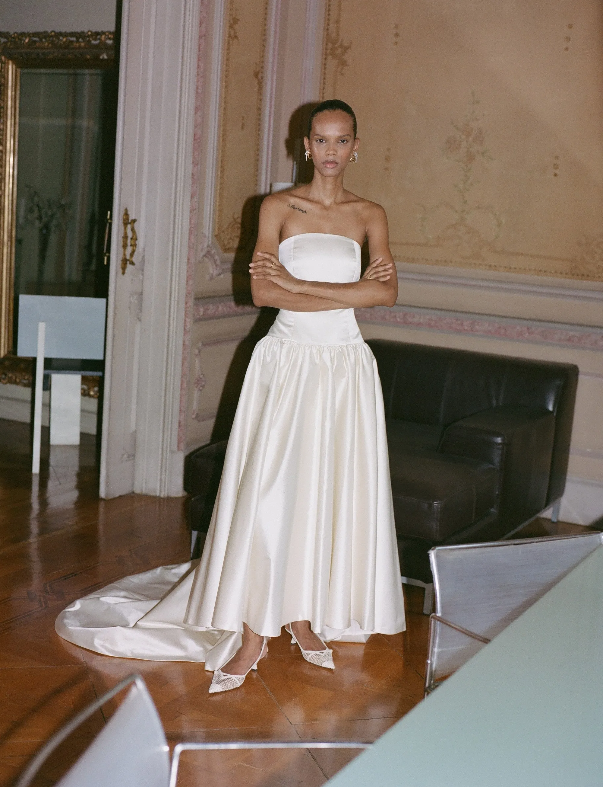 STYLE 093 // DUCHESSE SATIN ANKLE LENGTH DROP WAIST GOWN sold by THE OWN STUDIO product image thumbnail 4