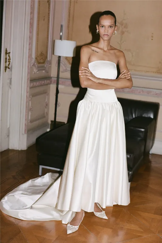 STYLE 093 // DUCHESSE SATIN ANKLE LENGTH DROP WAIST GOWN made by THE OWN STUDIO