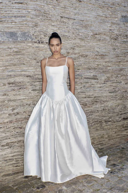 STYLE 075 // SCOOP NECK SILK MIKADO DROP WAIST DRESS sold by THE OWN STUDIO