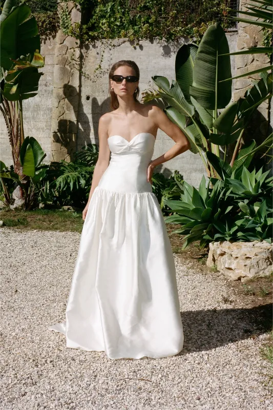 STYLE 054 // STRAPLESS SILK MIKADO DROP WAIST DRESS sold by THE OWN STUDIO