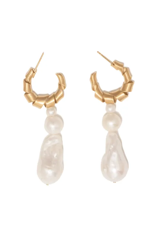 COMPLETED WORKS // GOLD VERMEIL AND PEARL EARRINGS sold by THE OWN STUDIO