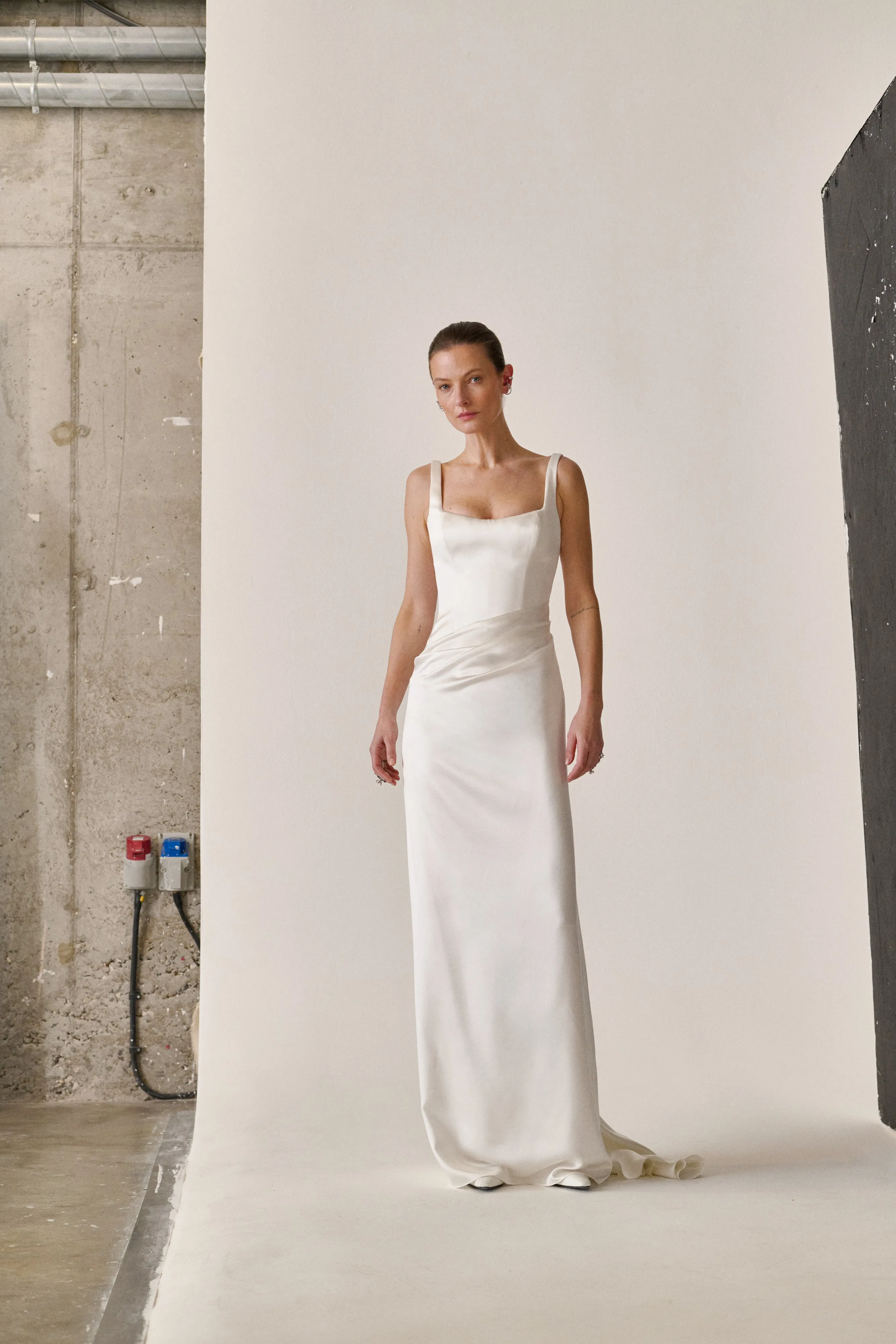 STYLE 189 // SILK SATIN DRAPED GOWN WITH STRAPS sold by THE OWN STUDIO product image thumbnail 2