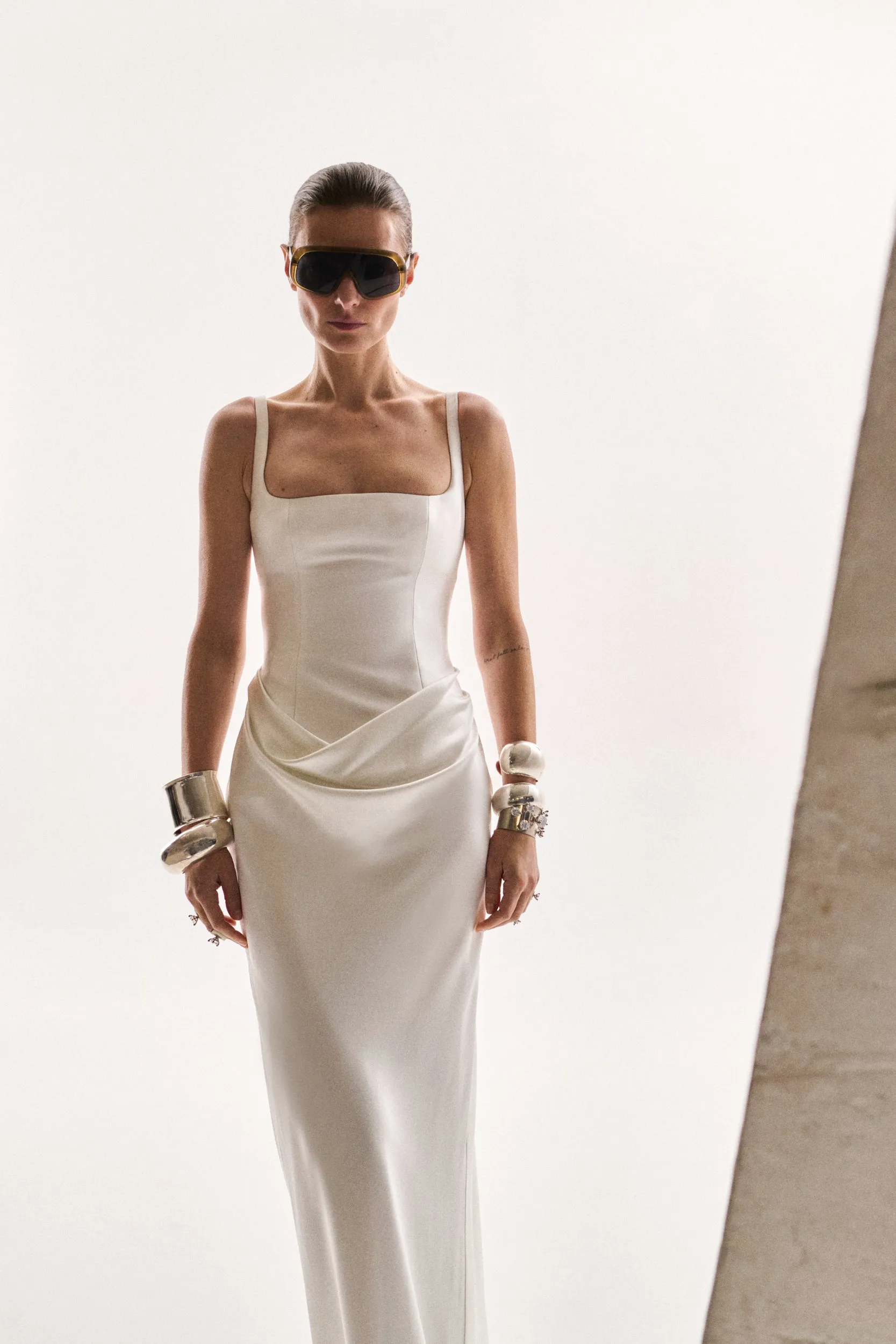 STYLE 187 // CORSETED MIKADO BODICE WITH DRAPED SILK SATIN SKIRT sold by THE OWN STUDIO product image thumbnail 5