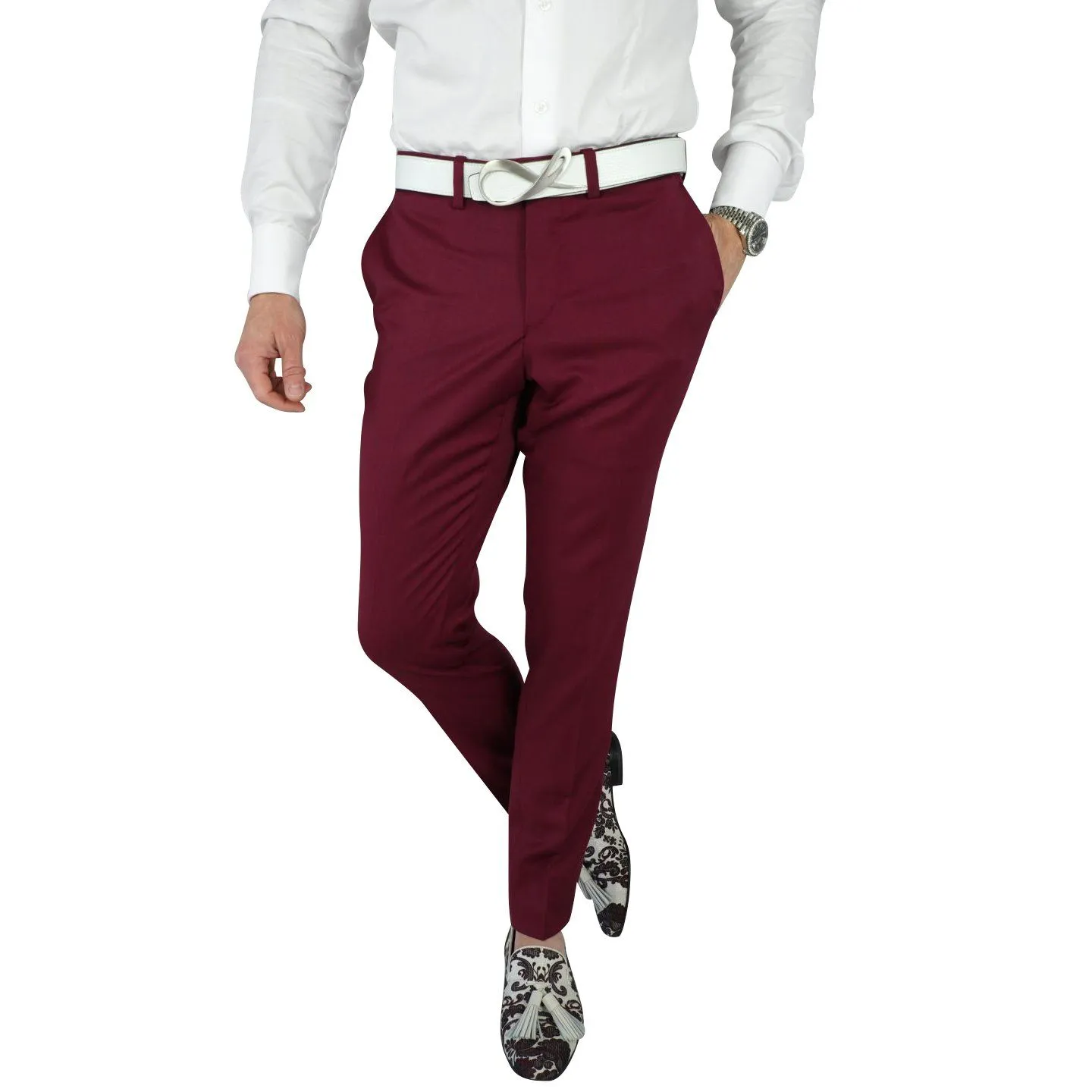 Burgundy Trousers @ The Vault sold by Sebastian Cruz Couture