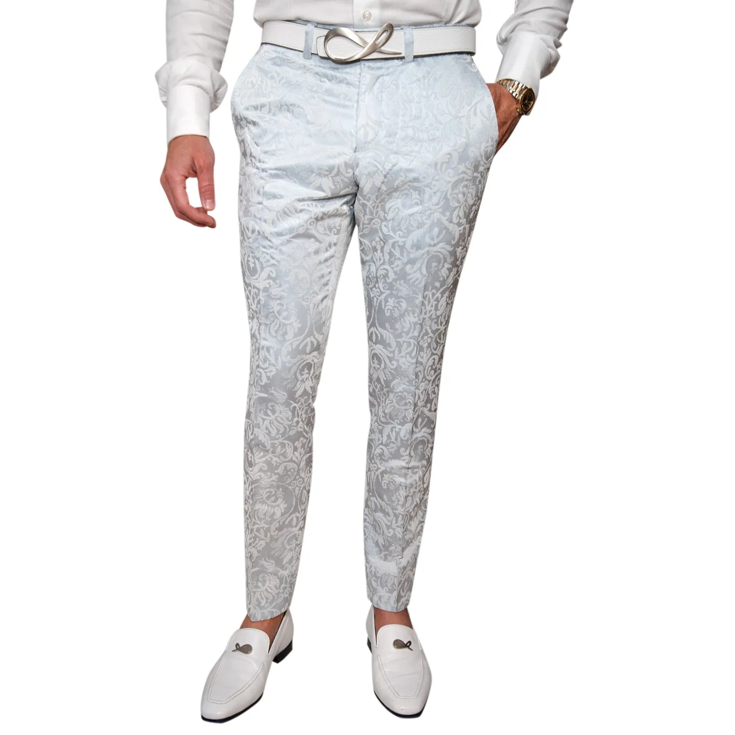 Blu Ghiaccio Paisley Trousers @ The Vault sold by Sebastian Cruz Couture product image thumbnail 2