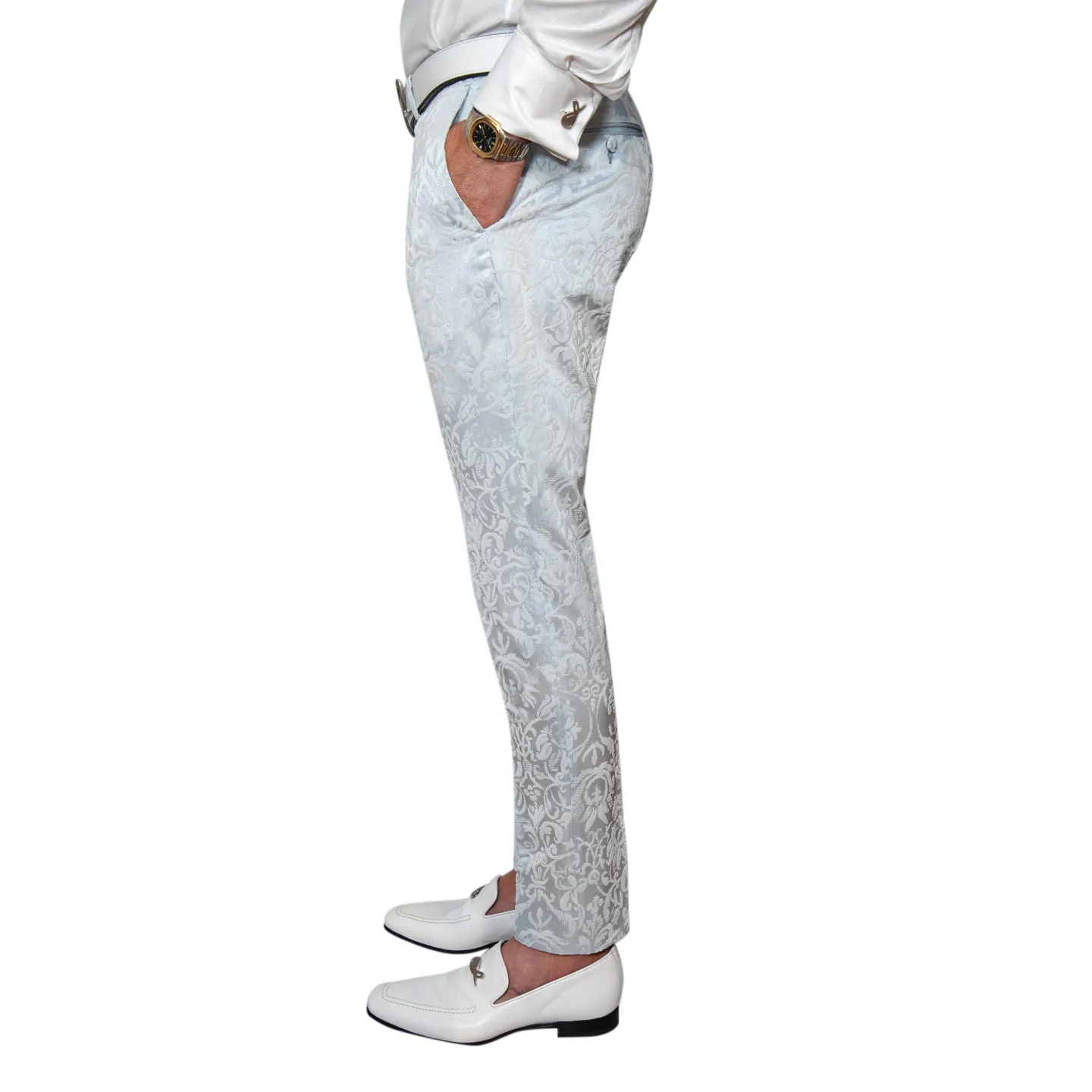 Blu Ghiaccio Paisley Trousers @ The Vault sold by Sebastian Cruz Couture product image thumbnail 3