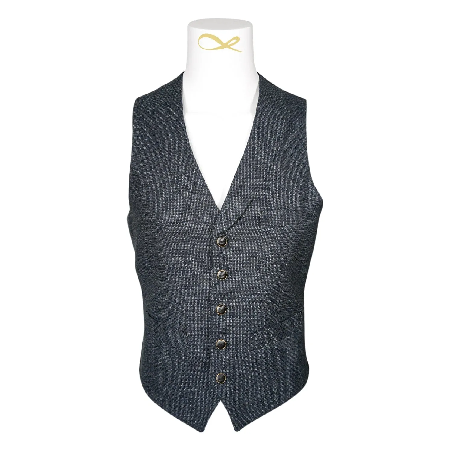 Midnight Jade Tweed Ciottoli Waistcoat @ The Vault sold by Sebastian Cruz Couture product image thumbnail 2